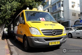 Израильское маршрутное такси. Стоит немного дороже автобуса, но удобное и шустрое. Городские и междугородные маршруты.
